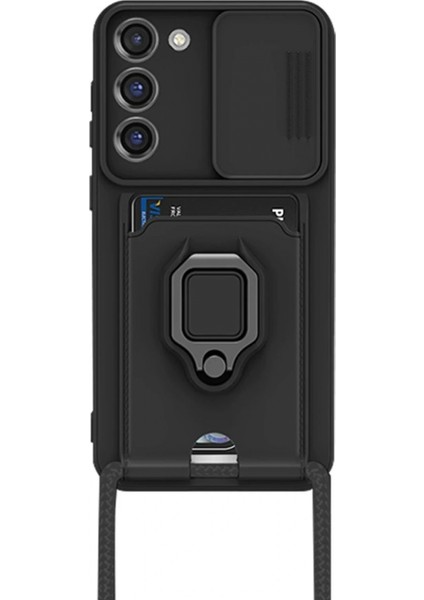 İEG Samsung Galaxy S23 Plus Kılıf Zuma Kartvizitli Yüzüklü Silikon - Siyah