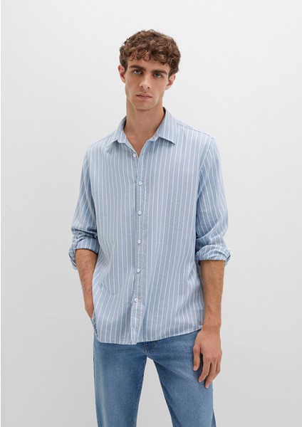 Çizgili Mavi Gömlek 0211709-90932 modelleri
