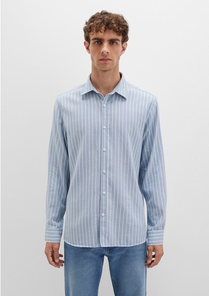 Çizgili Mavi Gömlek 0211709-90932 fırsatları
