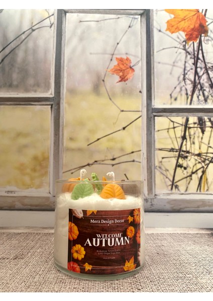 Autumn Pumpkins Sonbahar Balkabağı Temalı %100 Doğal Soya Wax Mum fırsatları