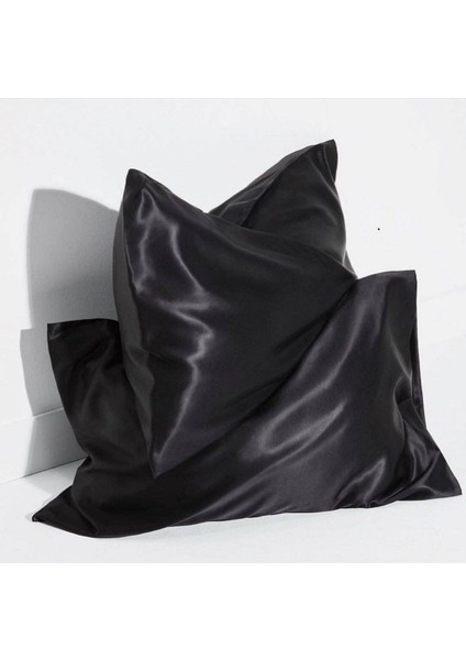 Antibakteriyel Terletmeyen Ipek Saten Yastık Kılıfı 2'li 50X70 Siyah