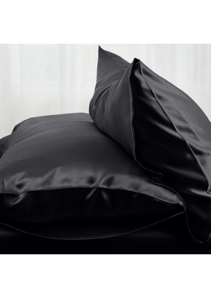 Antibakteriyel Terletmeyen Ipek Saten Yastık Kılıfı 2'li 50X70 Siyah indirimleri
