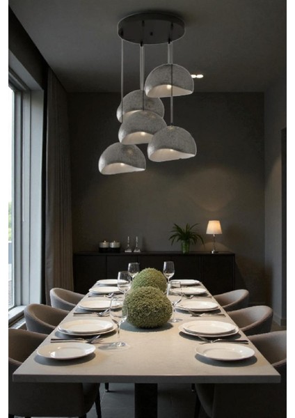 Beton Görünümlü Iskandinav &bohem Tarz 5’li Sarkıt Şık Avize (Ampul Hediyeli) fiyatları