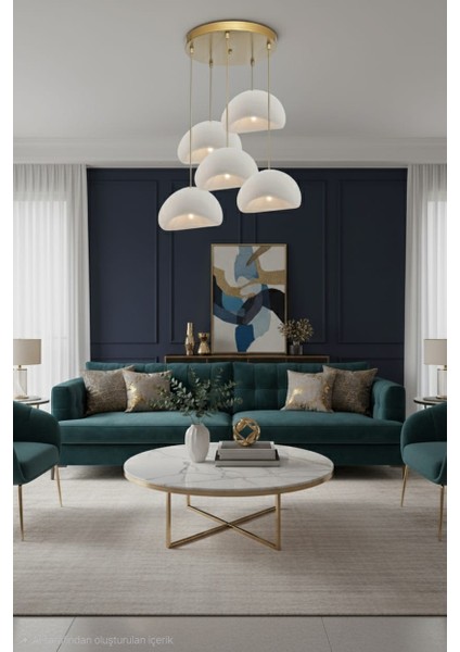 Beton Görünümlü Iskandinav &bohem Tarz 5’li Sarkıt Şık Avize (Ampul Hediyeli)