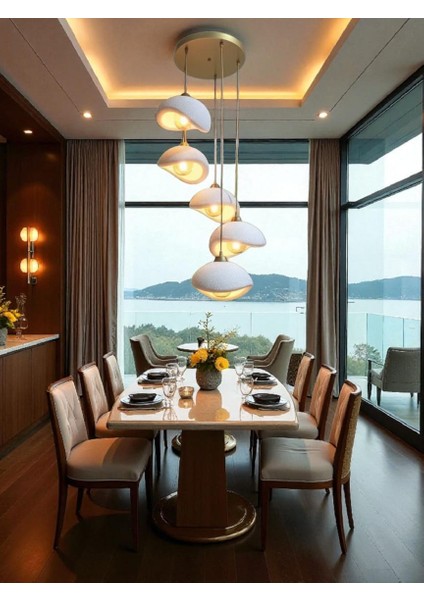 Beton Görünümlü Iskandinav &bohem Tarz 5’li Sarkıt Şık Avize (Ampul Hediyeli) fırsatları