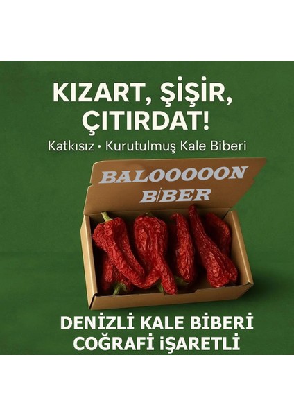Denizli Tatlı Kale Biberi (Balon Biber) -10 Adet (Kızart-Şişir-Çıtırdat)