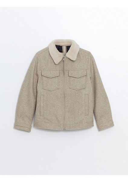 Yeni Sezon Pelüş Yaka Erkek Çocuk Kaşe Mont