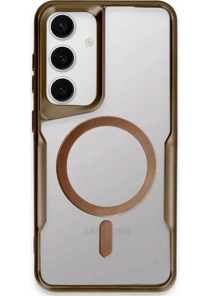 Samsung Galaxy S24 Kılıf Boyi Magsafe Silikon Kapak - Kahverengi