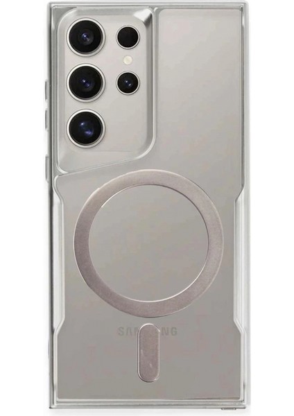 Samsung Galaxy S24 Ultra Kılıf Boyi Magsafe Silikon Kapak - Gümüş
