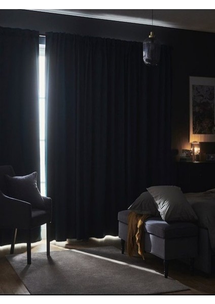 Im&ya Işık Geçirmez Blackout Siyah Karartma Saten Perde
