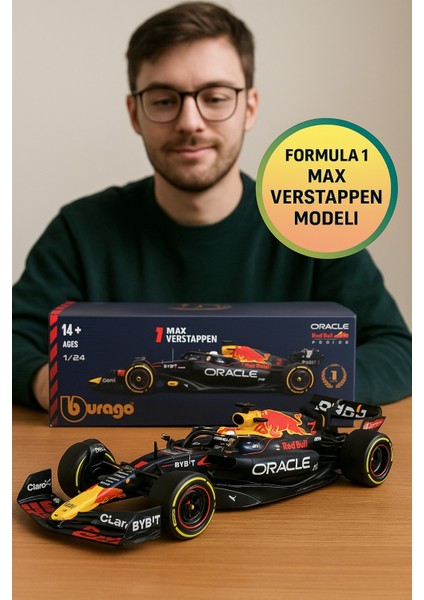 Bburago 1:24 Formula 1 Red Bull RB19 – Max Verstappen Die-Cast Model Araba