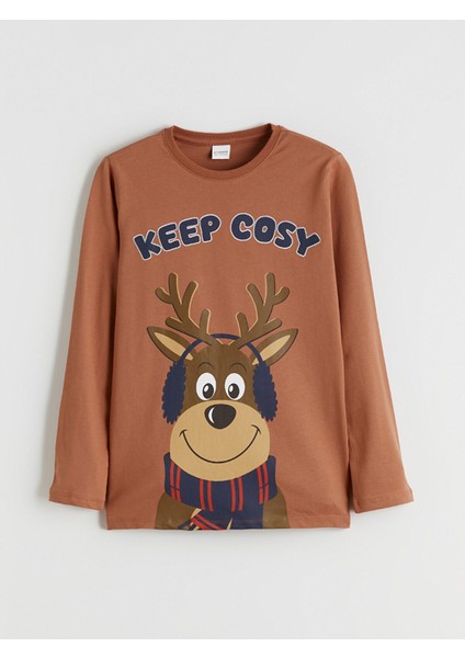 Yeni Sezon Bisiklet Yaka Yılbaşı Temalı Erkek Çocuk Pijama Takımı fiyatları