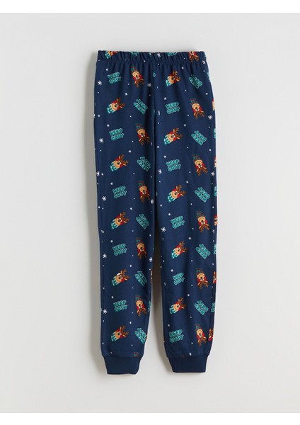 Yeni Sezon Bisiklet Yaka Yılbaşı Temalı Erkek Çocuk Pijama Takımı indirimleri