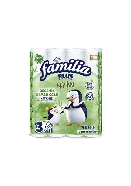 Tuvalet Kağıdı 40'lı Natural 3 Katlı Bambu 4 Adet