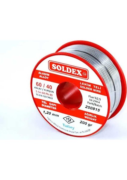 60-40 Lehim Teli 200 Gr 1,6 mm - Sn:60 / Pb:40 fiyatları