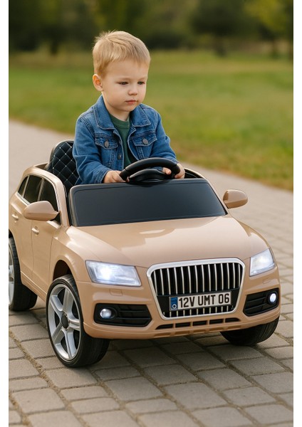 12V Bluetooth Uzaktan Kumandalı Çift Kademeli Hız Vizon Audi Q Suv Akülü Araba 3 8 Yaş LED Farlı Pro