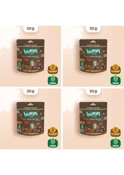 Organik Glutensiz Vegan Kakaolu ve Fındıklı Kek - 30G* 4 Adet
