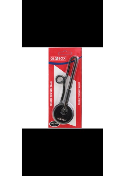 Siyah Spiralli Tükenmez Masa Kalemi Siyah Zincirli Banko Kalemi