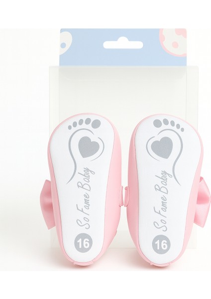 Pembe Taş Detaylı Büyük Fiyonklu Bebek Babet Ayakkabı 16 Numara fiyatları