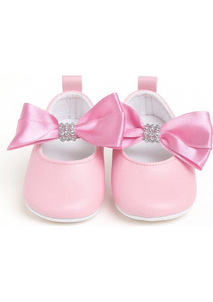 Pembe Taş Detaylı Büyük Fiyonklu Bebek Babet Ayakkabı 16 Numara fırsatları