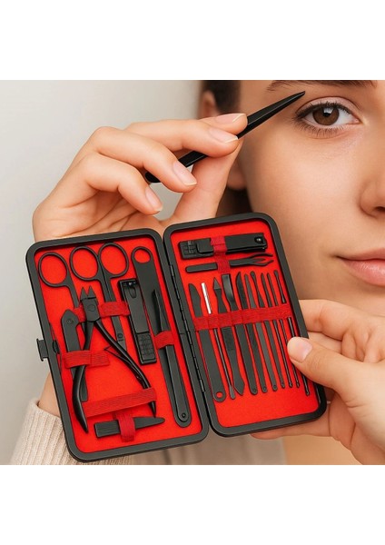 24 Parça Kendiliğinden Deri Çantalı Seyahat Tipi Manikür Pedikür Seti (4887) fiyatları