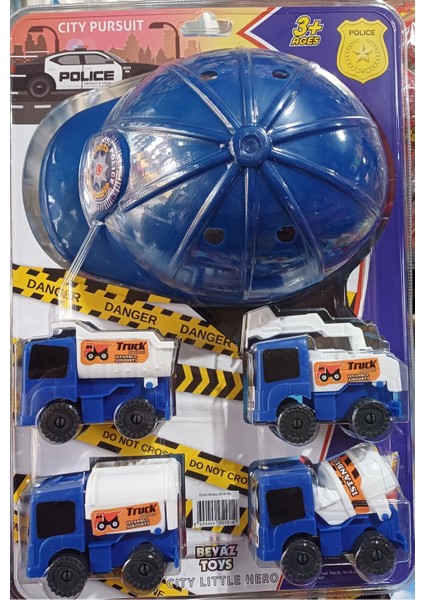 Polis Kask ve Polis Iş Makineleri Oyuncak Seti Oyuncak Araba
