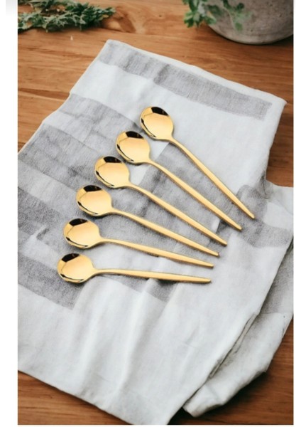 Çelik Gold Renk 6 Adet Tatlı Kaşığı Çay Kaşığı modelleri