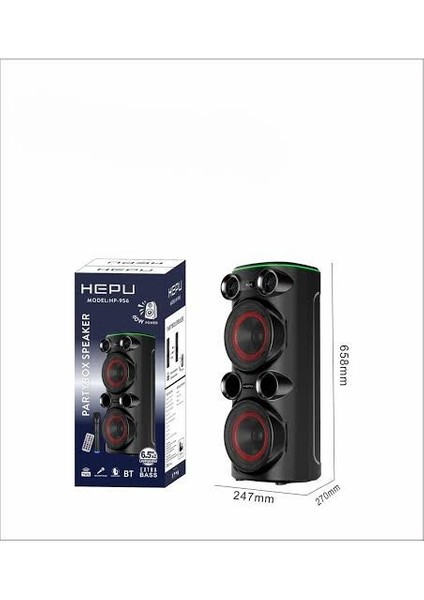 Hp 956 60W Extra Bass Karaoke Parti Hoparlörü Uzaktan Kumandalı USB Aux Tf Destekli