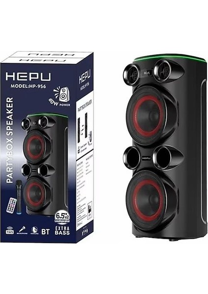 Hp 956 60W Extra Bass Karaoke Parti Hoparlörü Uzaktan Kumandalı USB Aux Tf Destekli fiyatları