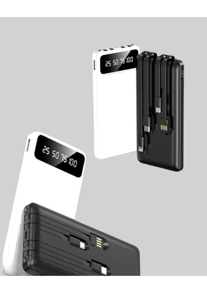LED Işıklı 20.000MAH Powerbank LCD Gösterge Dahili Çoklu Kablo fiyatları