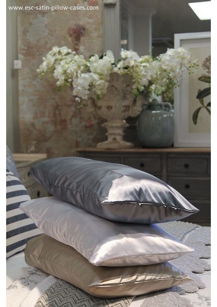 Antibakteriyel Terletmeyen Ipek Saten Yastık Kılıfı 2'li 50X70 Gümüş fırsatları