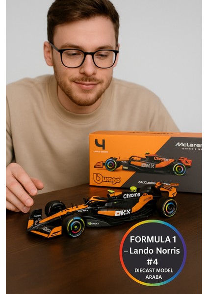 1:24 Bburago Mclaren MCL38 Lando Norris #4 – Formula 1 Diecast Model Araba