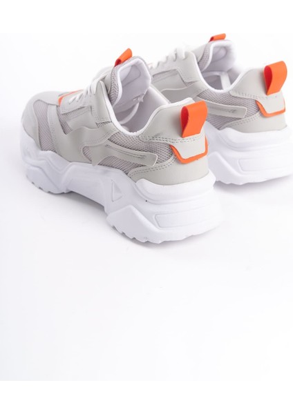 Flexstep Ortopedik Tabanlı Triko Spor Ayakkabı Gri Turuncu