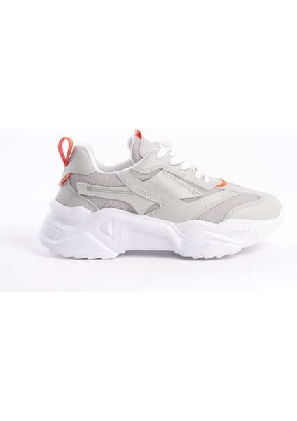 Flexstep Ortopedik Tabanlı Triko Spor Ayakkabı Gri Turuncu