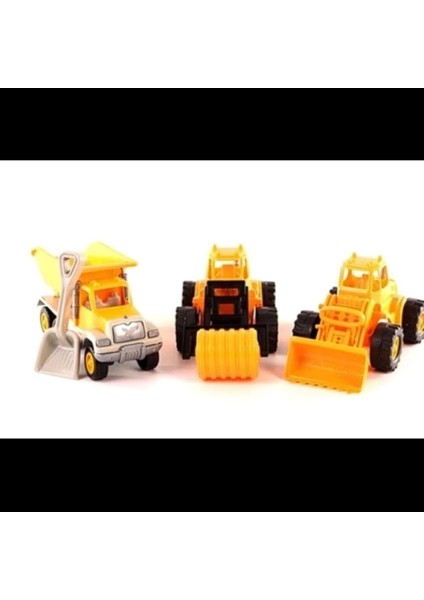 Kara Yolu Seti Oyuncak Kamyon-Kepçe-Silindir 26 cm