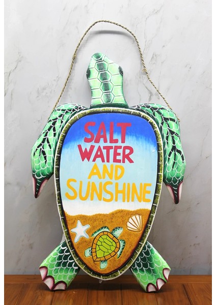 - Ahşap Duvara Asmalı Kaplumbağa