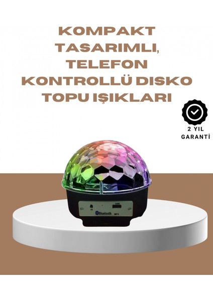 - Taşınabilir Bluetooth Disko Topu Uzaktan Kumandalı Işık Efektleri