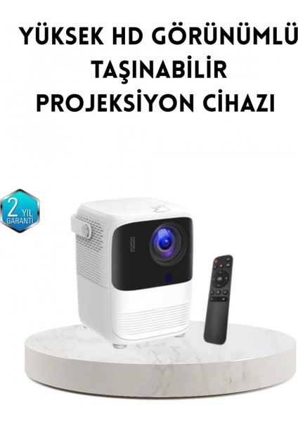 - Taşınabilir Akıllı 1080P Projektör – 64GB Hafıza, 2gb Ram, Full Hd Görüntü, Kumandalı
