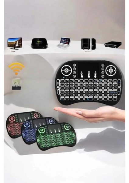 TV Uyumlu Mini Klavye Q Klavye Işıklı Tüm Cihazlara Uyumlu modelleri