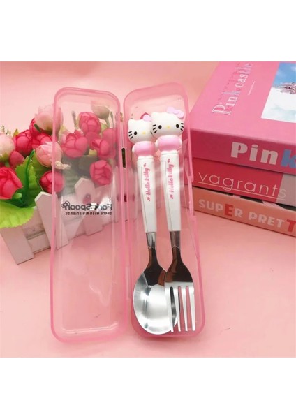Sanrio Kawaii Kaşık Çatal Anime Hello Kitty Benim Melodi Paslanmaz Çelik Çatal Bıçak Kaşık 1set 2li indirimleri