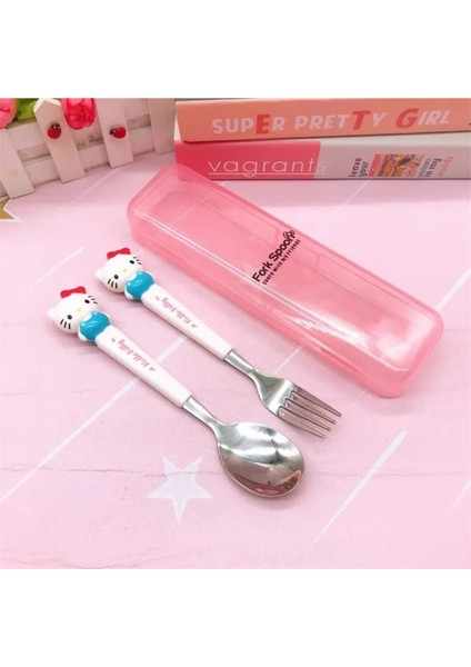 Sanrio Kawaii Kaşık Çatal Anime Hello Kitty Benim Melodi Paslanmaz Çelik Çatal Bıçak Kaşık 1set 2li