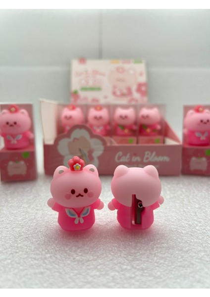 1 Adet Sevimli Pembe Ayıcıklı Figürlü Açacak Kalem Tıraş