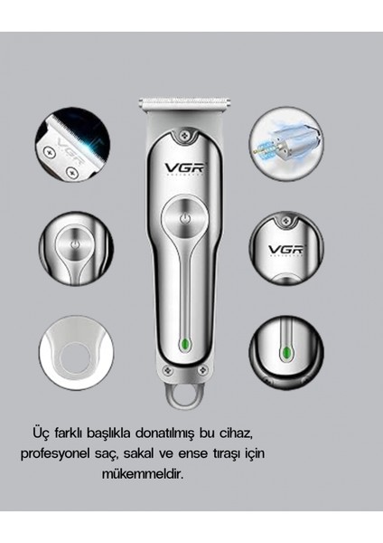 - Şarjlı Gümüş Tıraş Makinesi – 3 Farklı Başlıklı, 120 Dakika Çalışma Süreli, Cilt Dostu Erkek Bakım Cihazı indirimleri