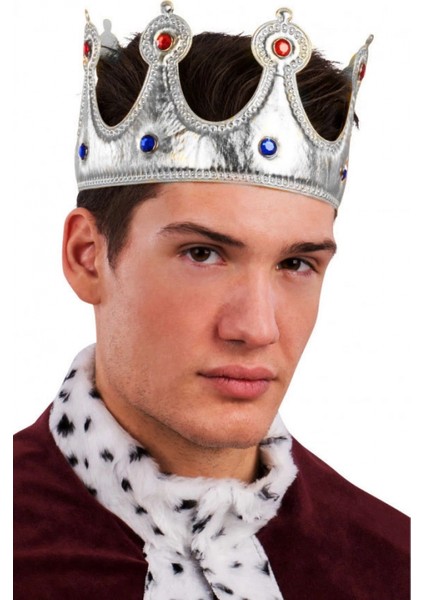 - Kral Tacı Gümüş Renk Kumaş Malzeme Yetişkin Boy