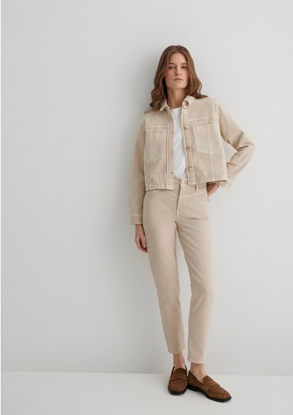 Martha Gold Premium Taşlı Krem Jean Pantolon 1010928-88600