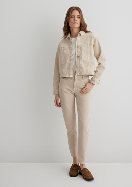 Martha Gold Premium Taşlı Krem Jean Pantolon 1010928-88600