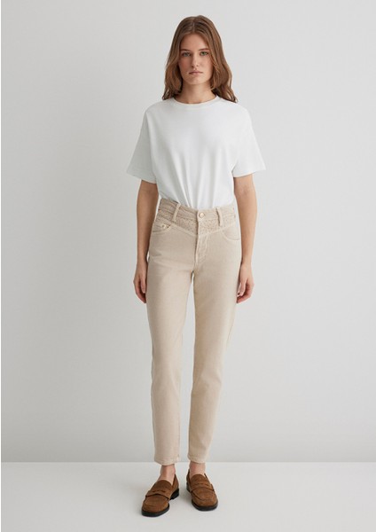 Martha Gold Premium Taşlı Krem Jean Pantolon 1010928-88600