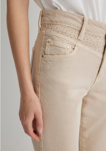 Martha Gold Premium Taşlı Krem Jean Pantolon 1010928-88600
