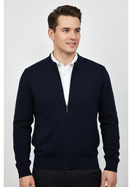 Erkek Hakim Yaka Astarlı Triko Fermuarlı Mont BGL-ST04832