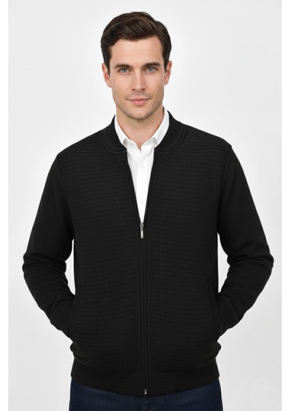 Erkek Hakim Yaka Astarlı Triko Fermuarlı Mont BGL-ST04831